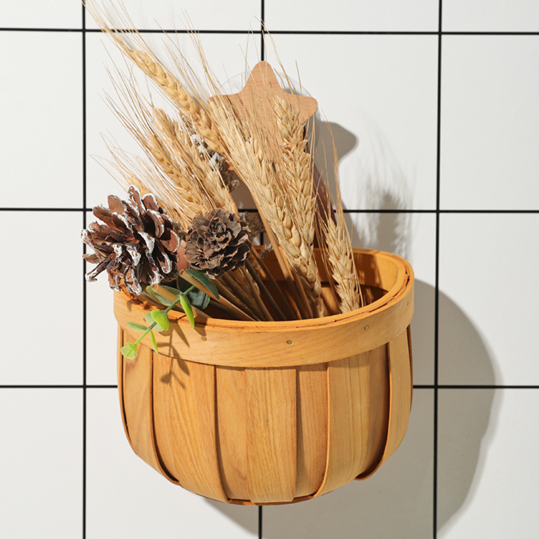 Homero Multi-Purpose Wooden Wall Hanging Storage Basket