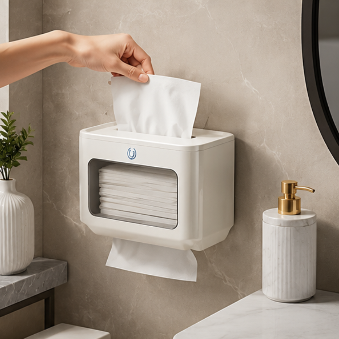 Wall Mounted Tissue Paper Holder with Magnetic Lid