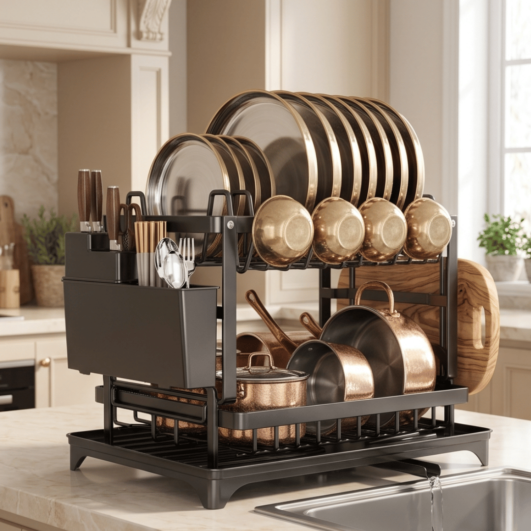 Heavy Duty Kitchen Dish Organizer With Drip Tray