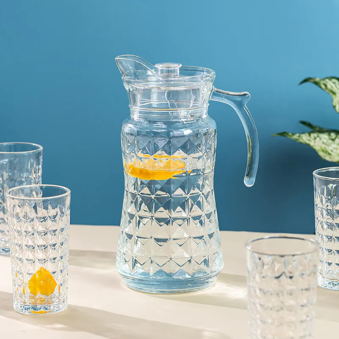 Elegance Embossed Glass Jug