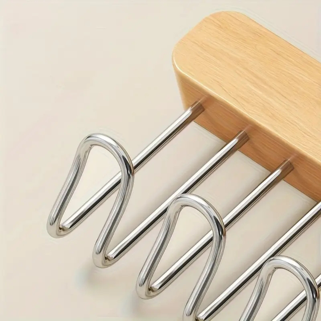 Homero Wooden Pull-Out Sliding Closet Organizer 12 Hooks