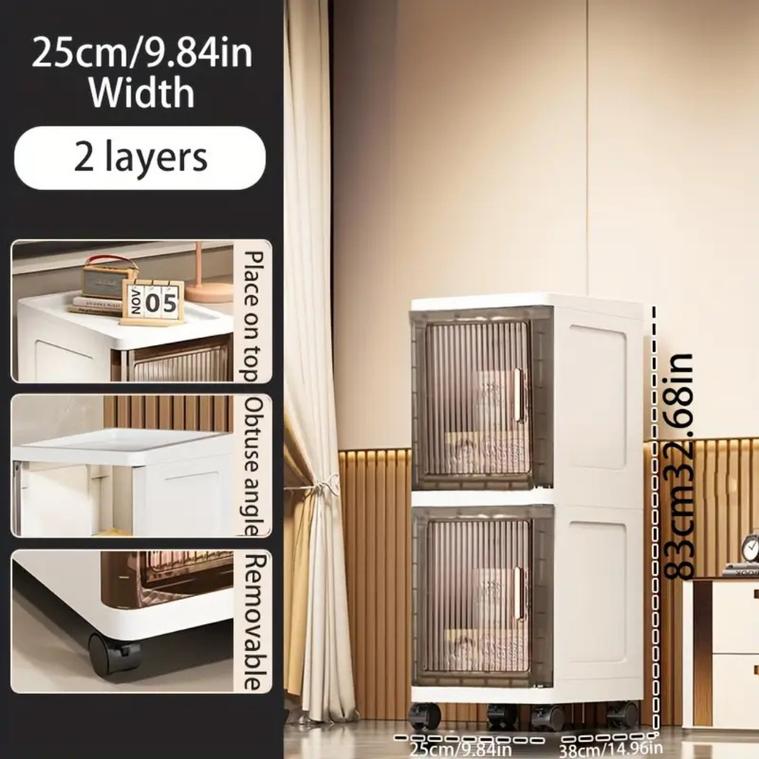 HOMERO Multi-Use Slim Bathroom Transparent Doors Storage Cabinet