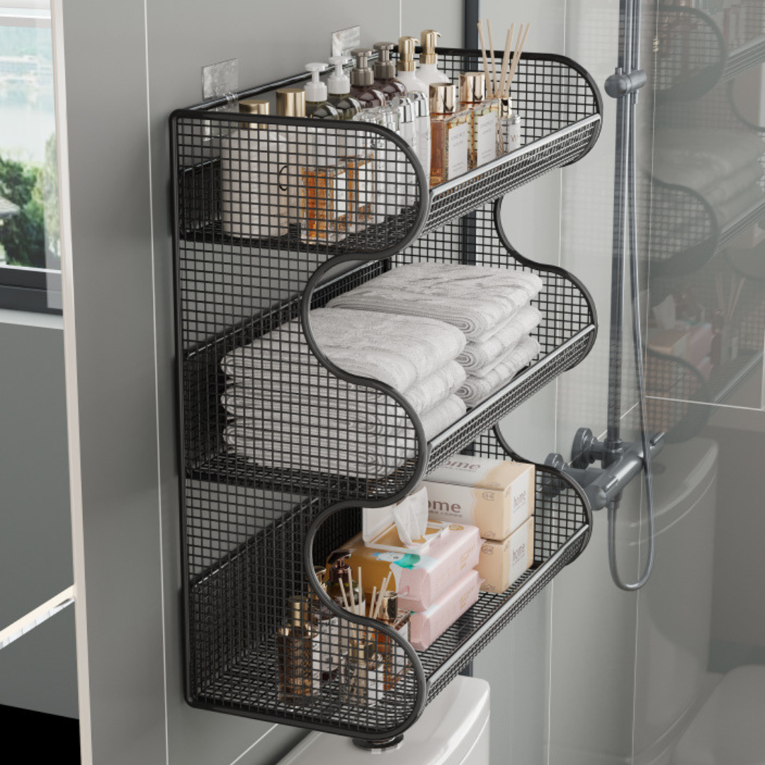 Premium Metal Bathroom Open Shelf Rack Storage Organizer