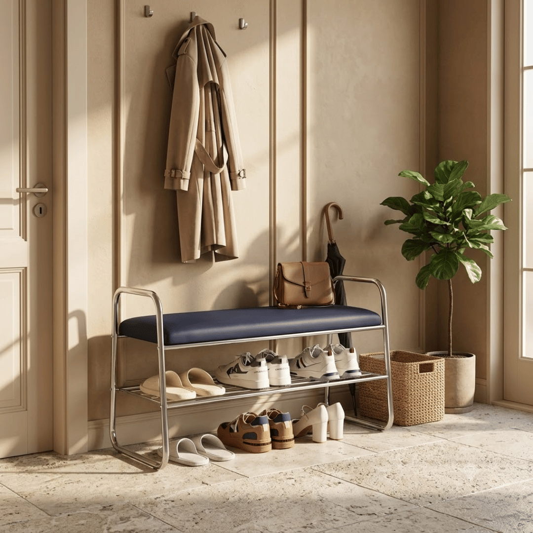 Premium Metal Shoe Rack Bench with Comfortable Cushioned Seat