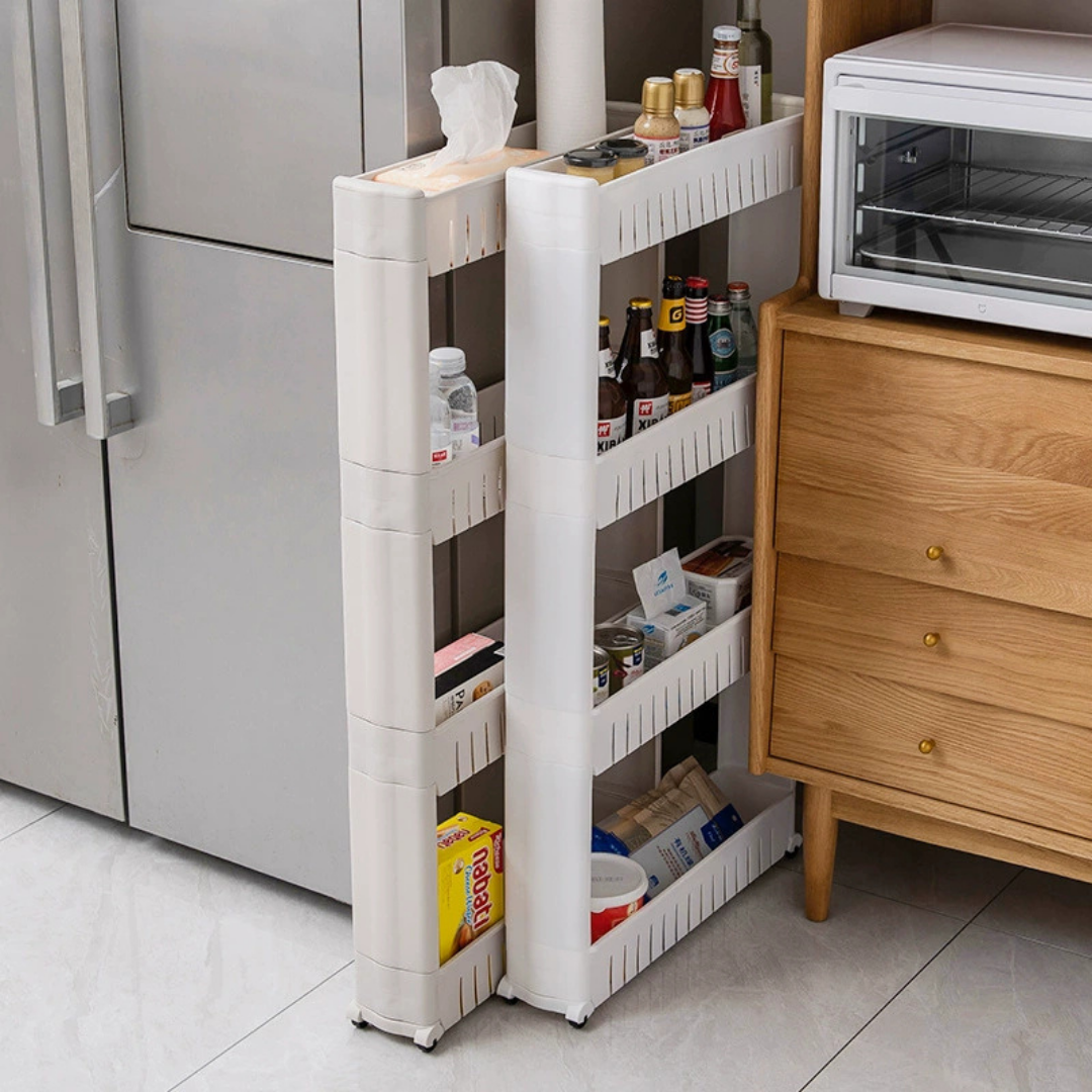 Multi-Tier Slim Rolling Storage Rack with Smooth Movable Wheels