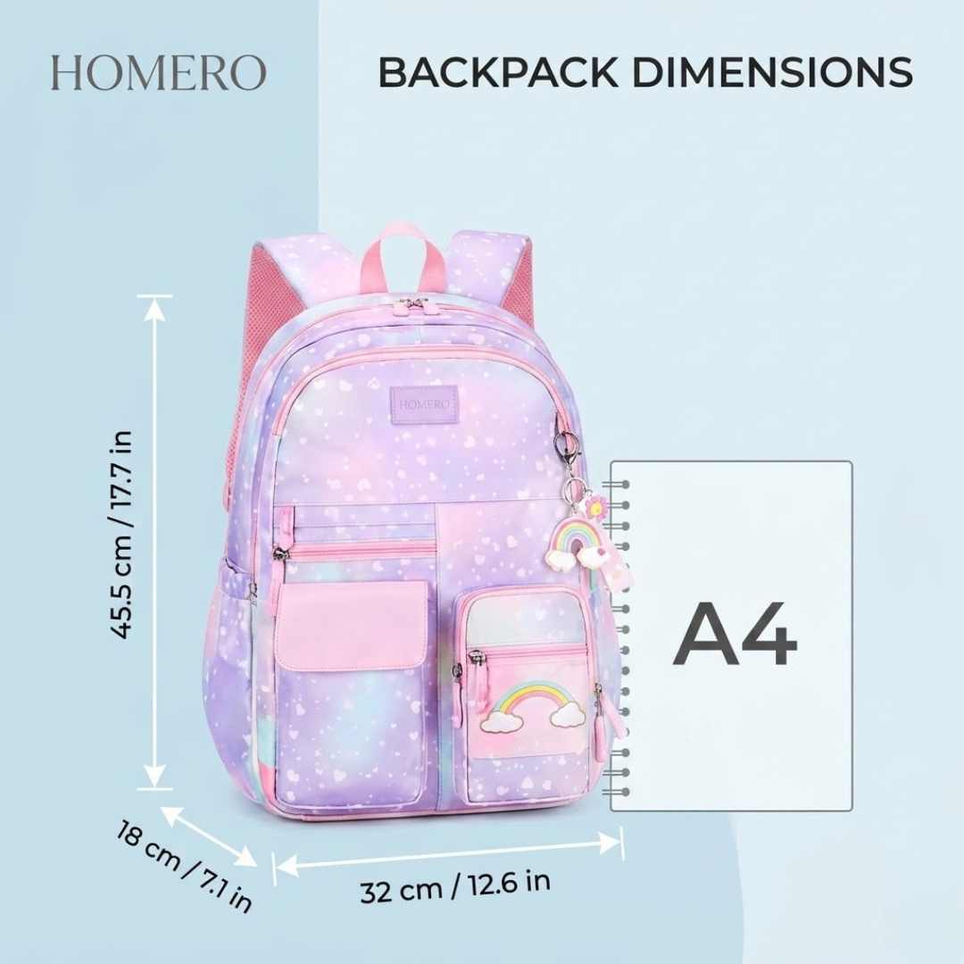 Korean Style Rainbow Print Waterproof School Backpack