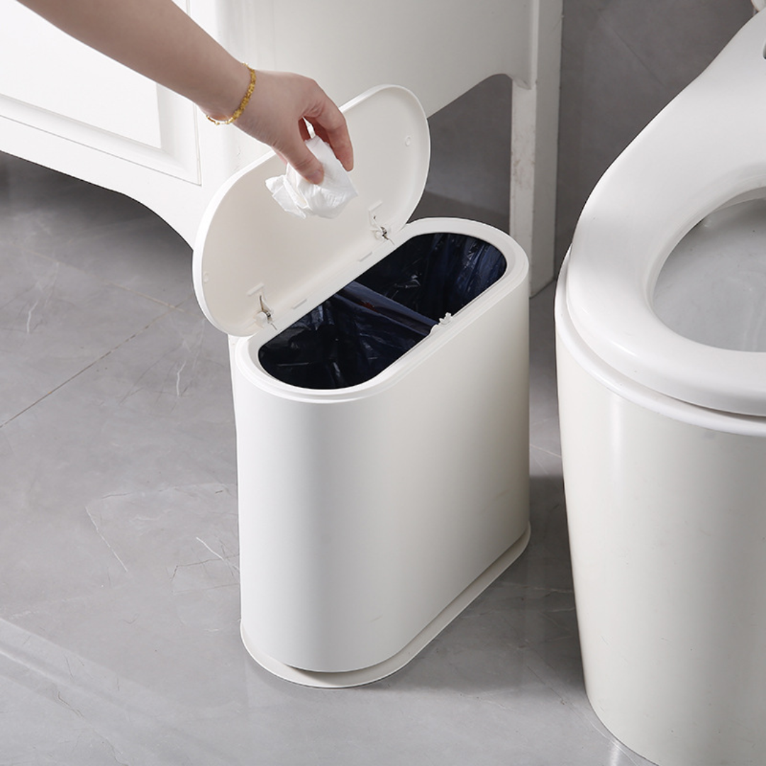 Quick Press Odor Guard Narrow Trash Can With (15L)