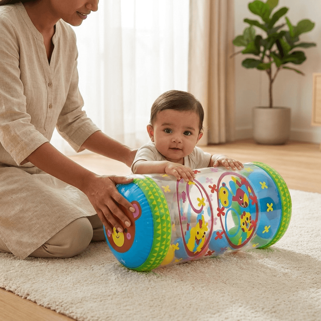 Anti Slip Inflatable Baby Development Activity Crawl Roller Toy