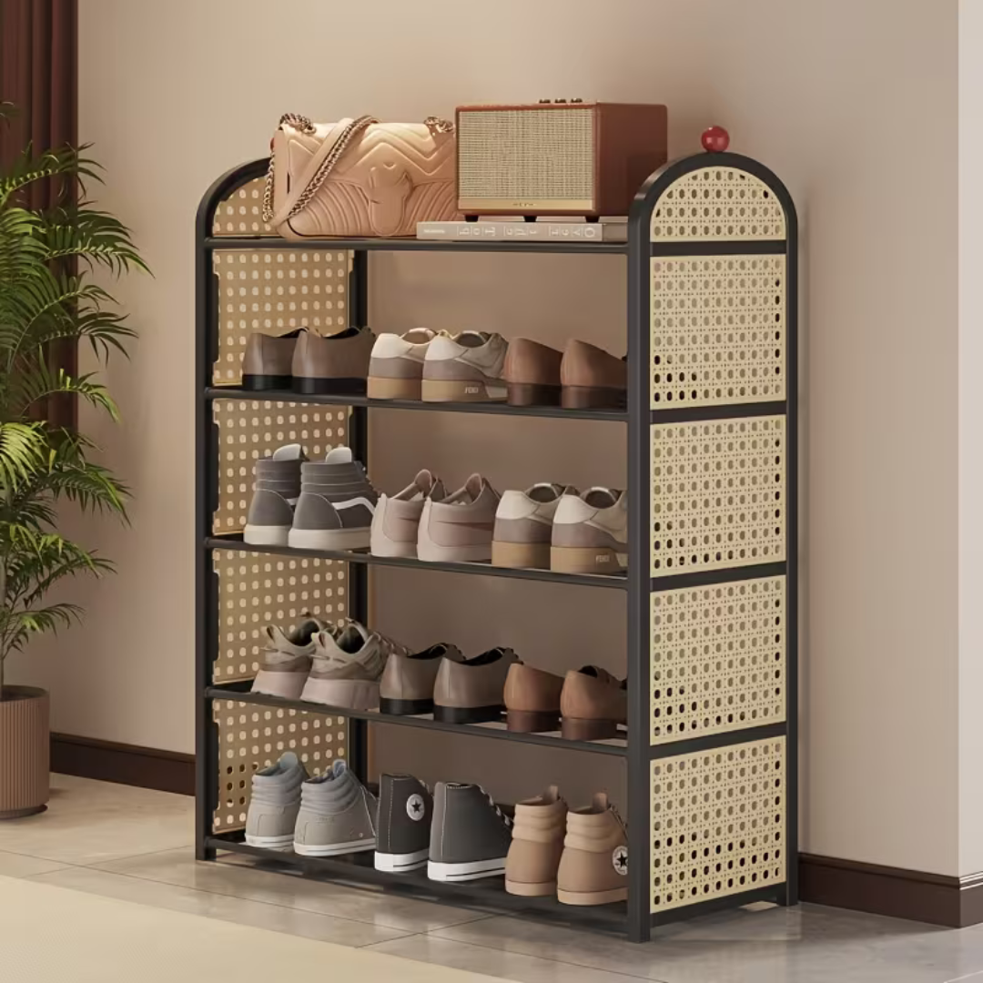 5 Tier Shoe Storage Cabinet with Decorative Top Shelf