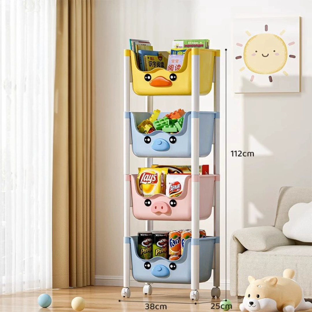 Multi-Purpose Cute Cartoon Storage Cart with Wheels