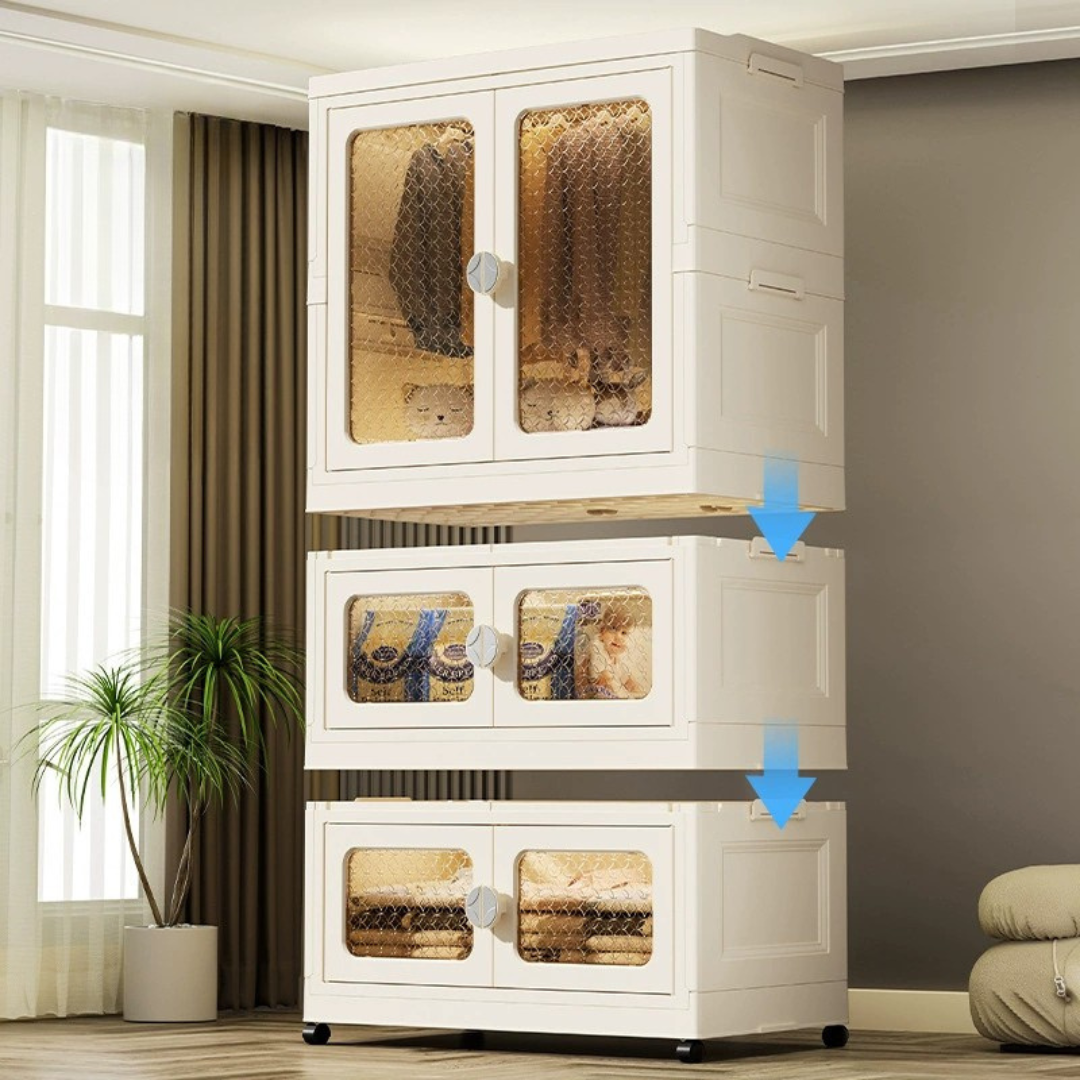 Premium Build Quality Foldable Storage Cabinet Wardrobe with Wheels