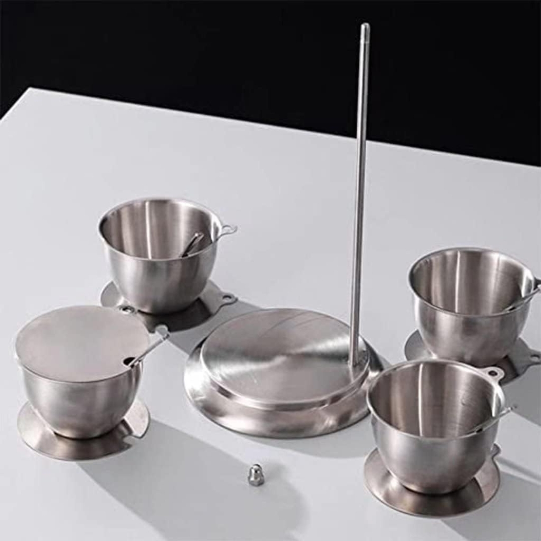 360° Rotating Stainless Steel Seasoning Container Set with Spoons