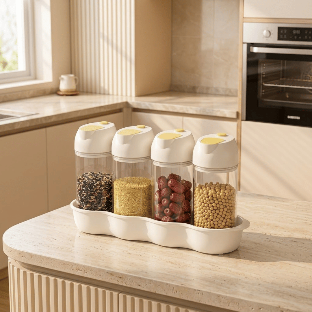 Multipurpose Clear Airtight Containers with Matching Tray