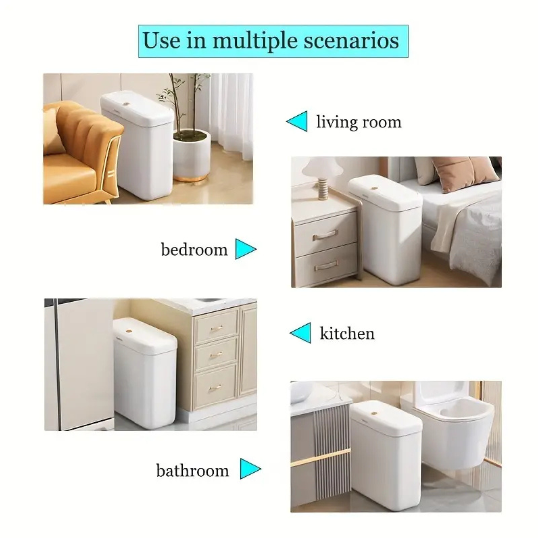 HOMERO Modern Space-Saving ABS Design Slim Push-Lid Trash Can - 8L