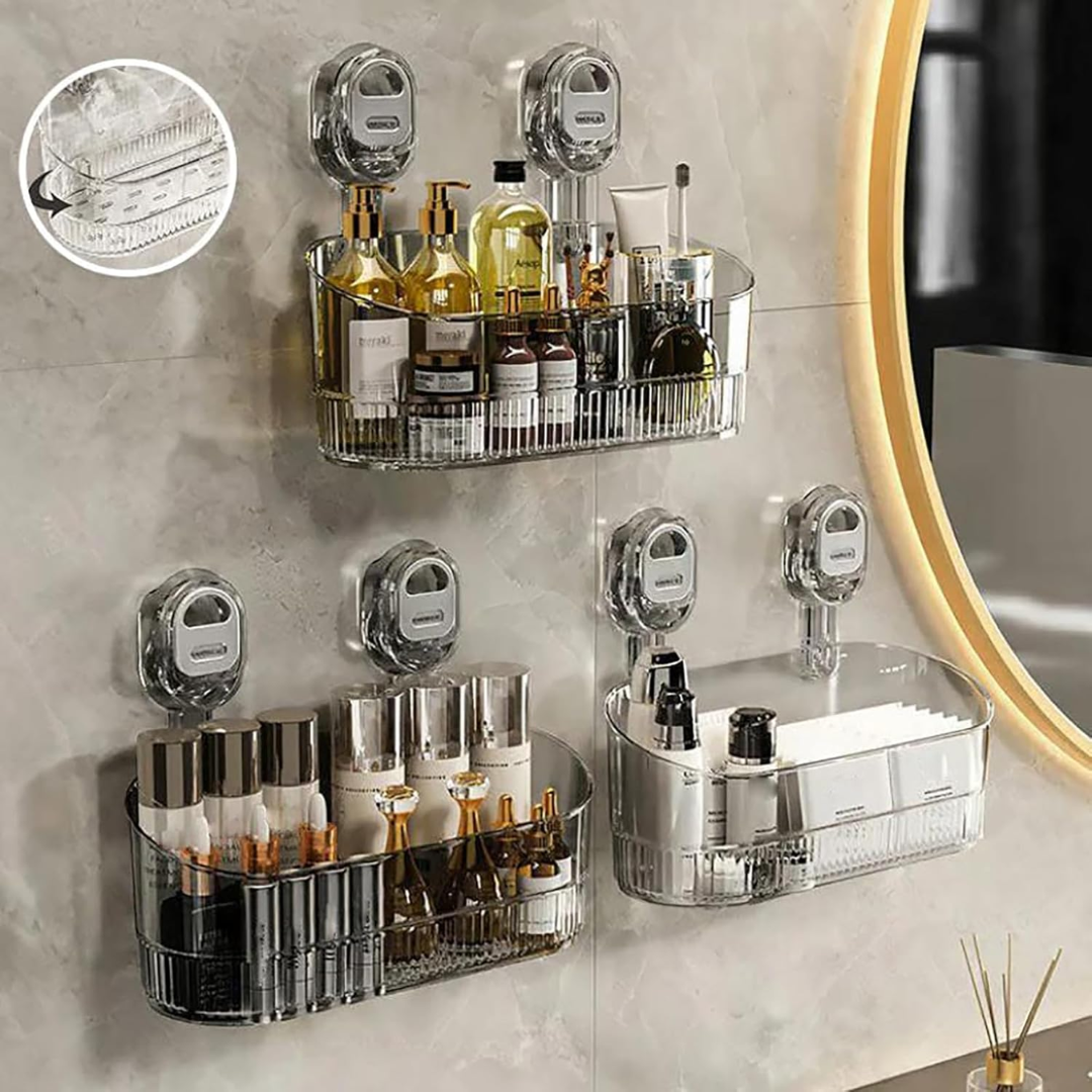 Homero Wall-Mounted No-Drill Bathroom Shelf with Drainage