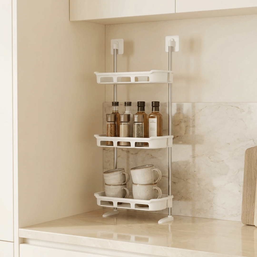 Multipurpose 3 Tier Storage Shelf with Hooks