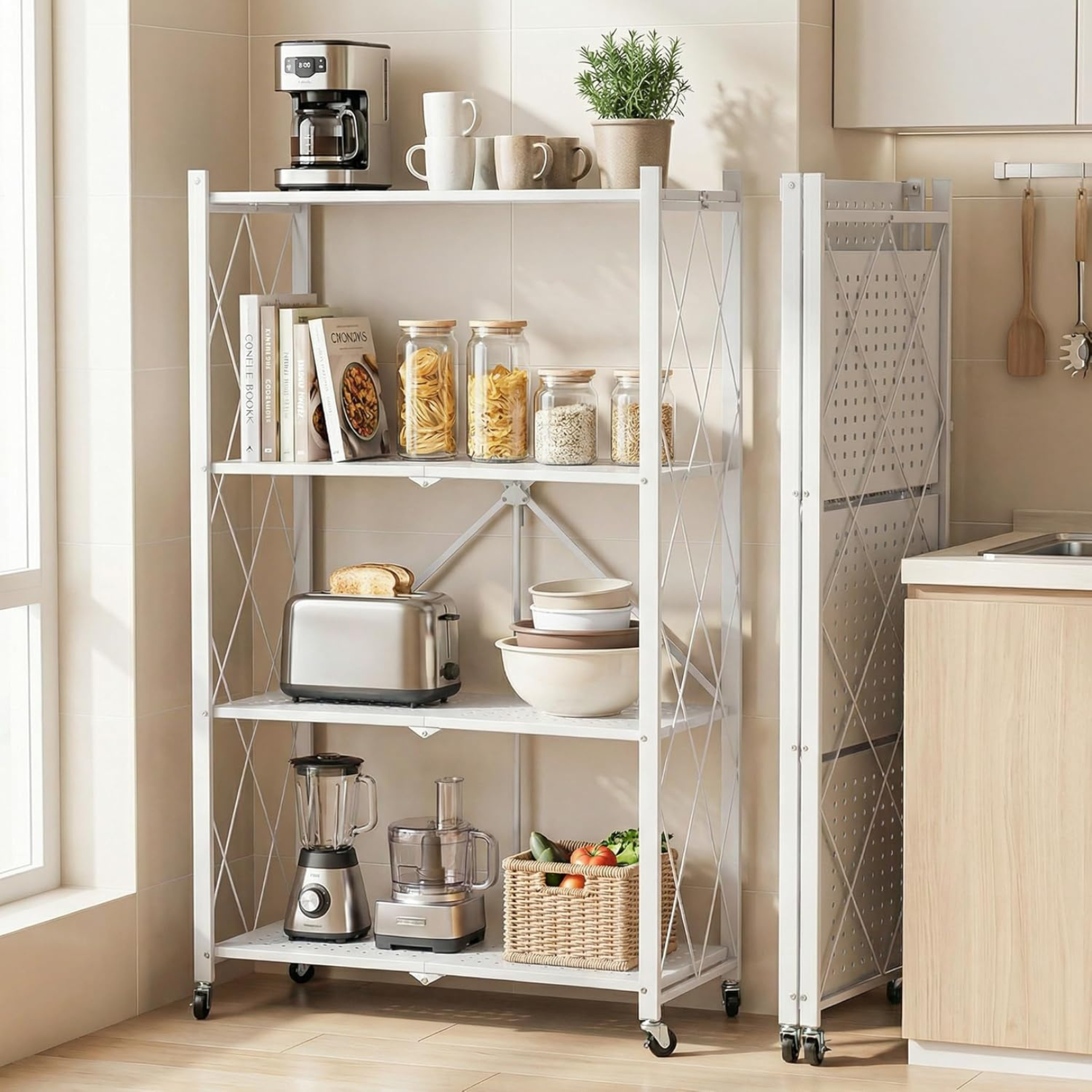 Multi-Use Heavy Duty Foldable Storage Shelf with Wheels