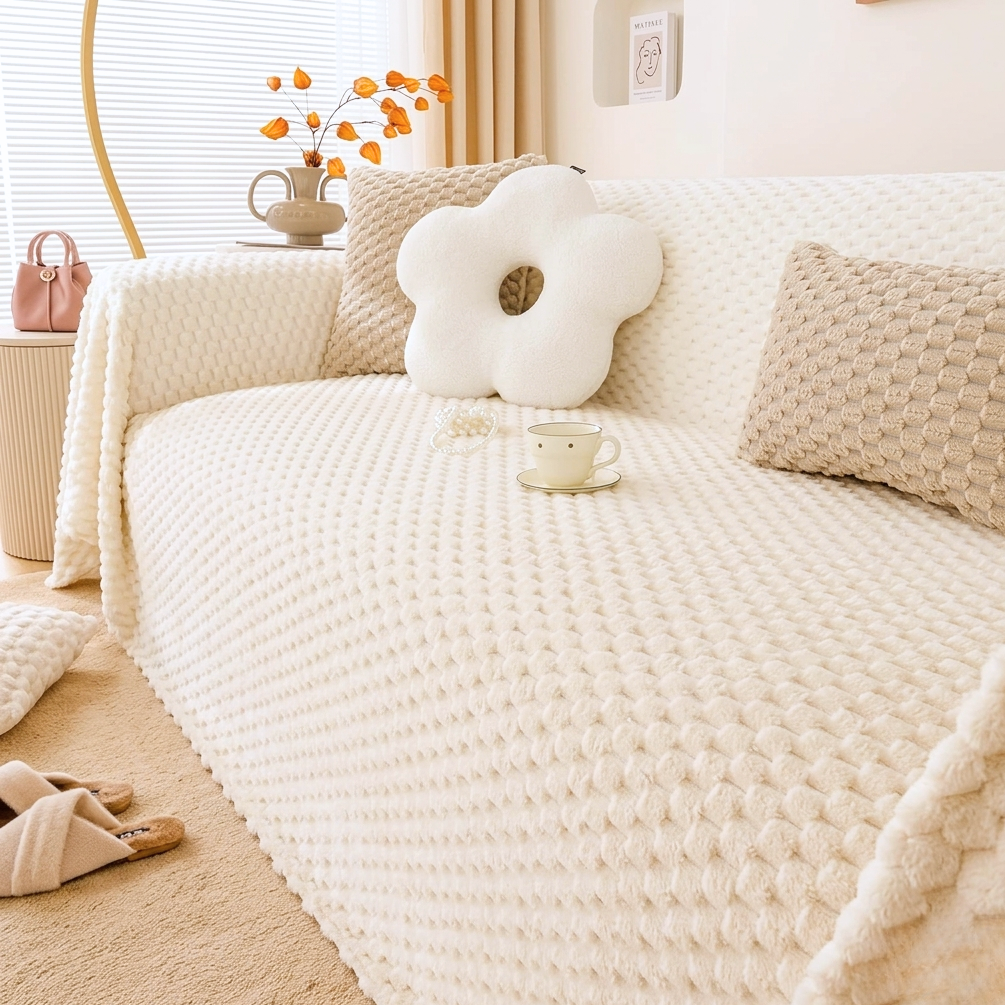 Luxury Honeycomb Plush Chenille Fabric Sofa Cover