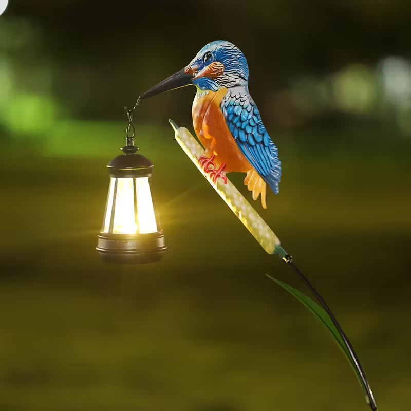 Decorative Outdoor Solar Kingfisher Garden Lantern
