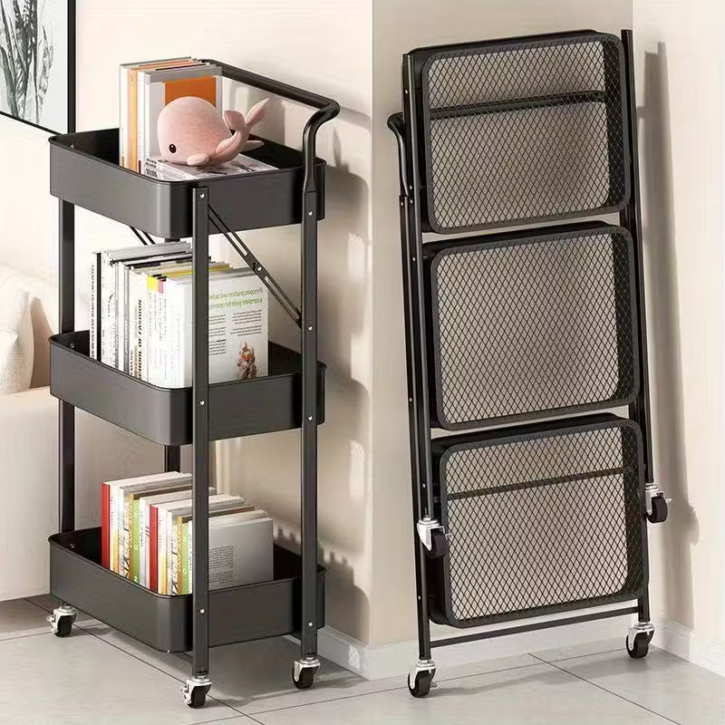 Homero Multi Tier Foldable Design Rolling Utility Storage Cart