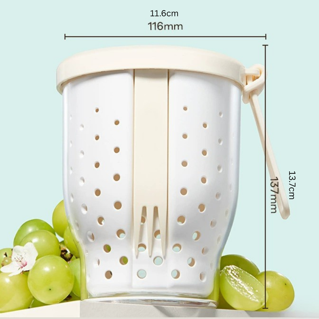 HOMERO Multi Functional Travel Fruit Storage Cup With Fork - 760ML Capacity