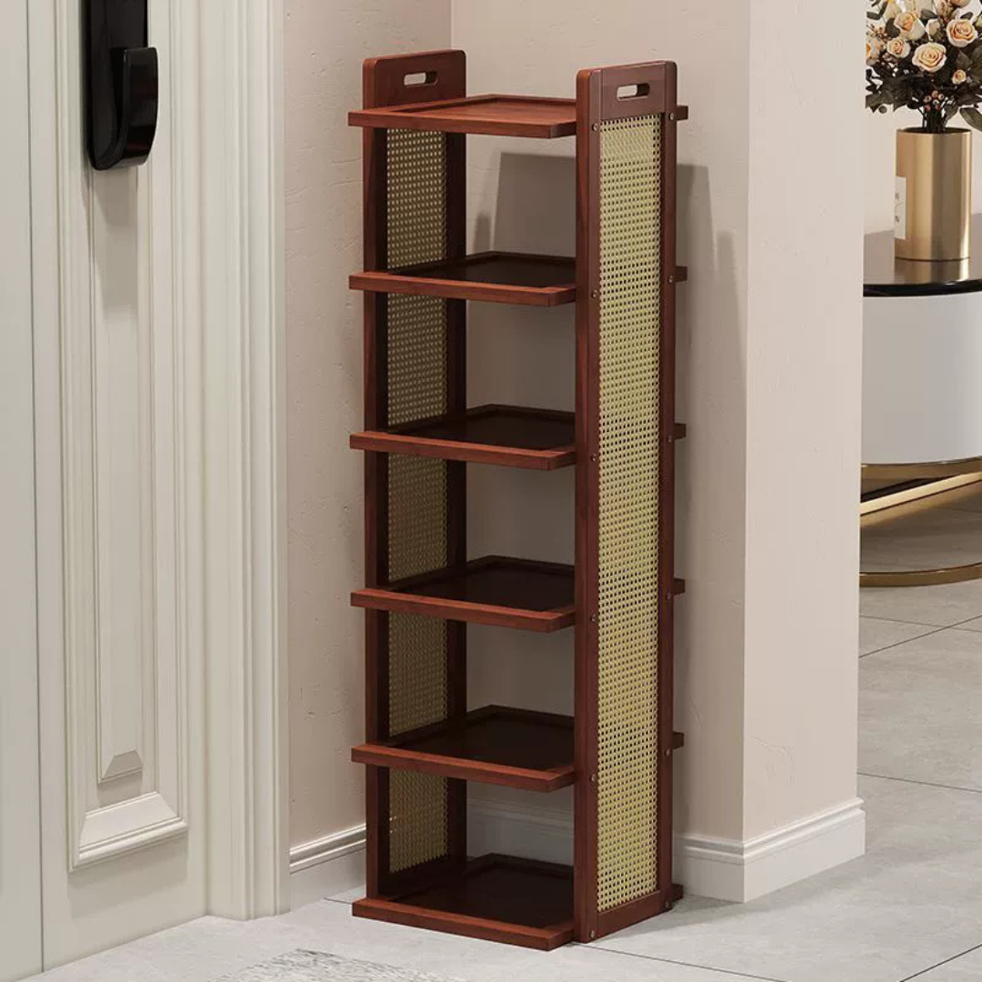 HOMERO Elegant Rattan Bamboo Multi-Layer Space-Saving Shoe Rack