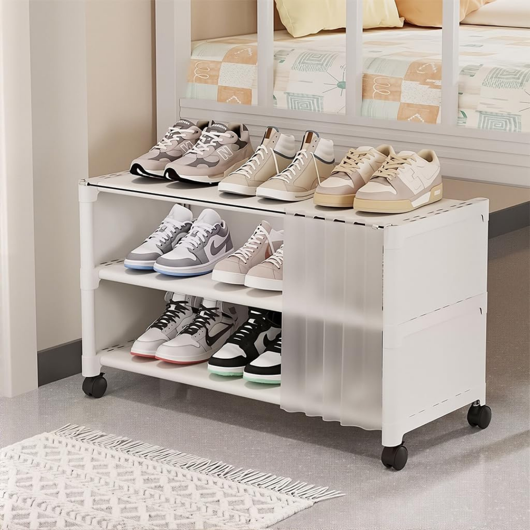 Under Bed Shoe Rack Organizer with 360° Wheels