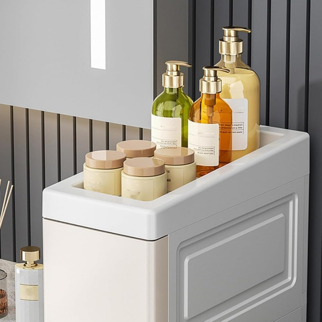 Homero Multi-Purpose Multicolor Slim Storage Cabinet with Wheels