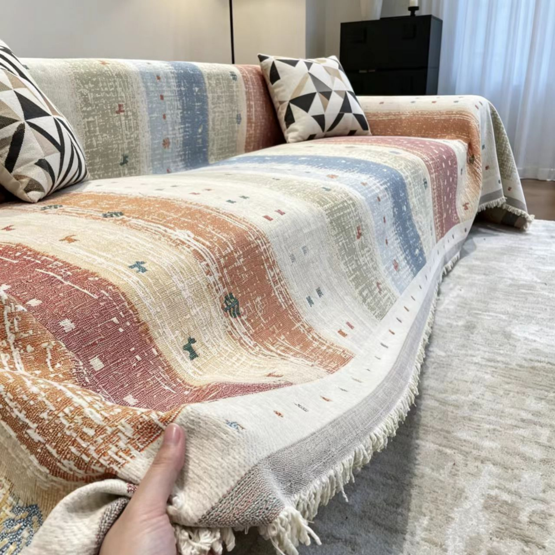 Soft Chenille Throw Sofa Cover with Elegant Floral Pattern