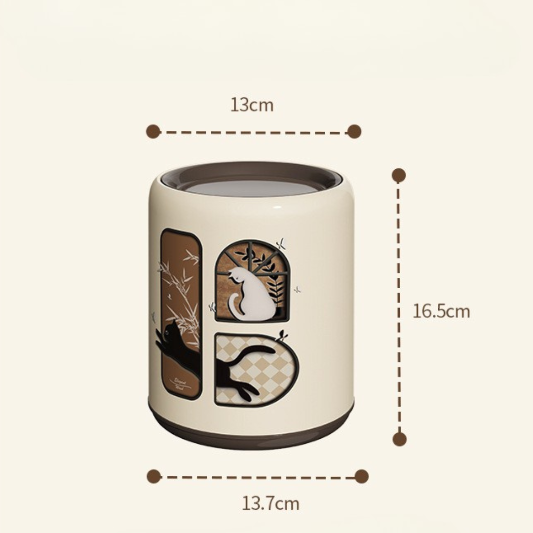 Antique-Style Flip-Top Desktop Trash Can with Rotating Lid