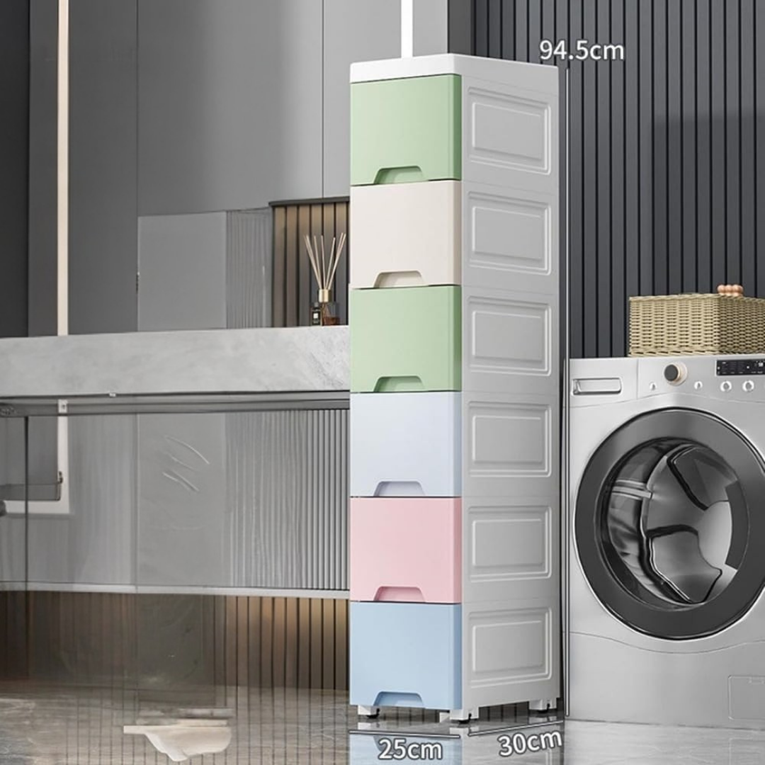 HOMERO Multi-Purpose Multicolor Slim Storage Cabinet with Wheels