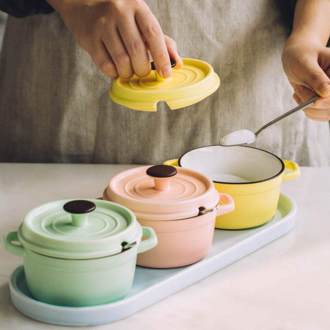 HOMERO Elegant Creative Multi-Purpose Ceramic Spice Jar Set with Tray