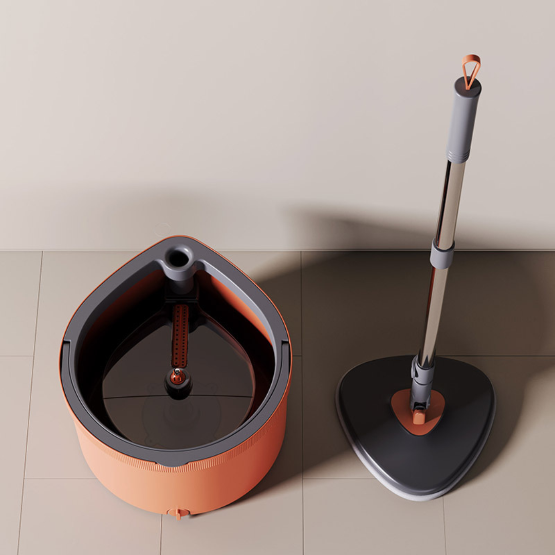 Homero Adjustable Height Self Cleaning Mop Bucket Set Dual Water Chamber WIth 2 Mop Head