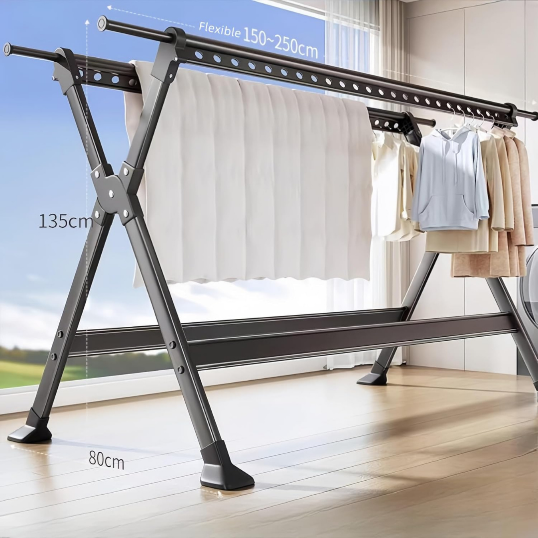 HOMERO Easy Foldable Stainless Steel Expandable Clothes Drying Rack - 2.5m