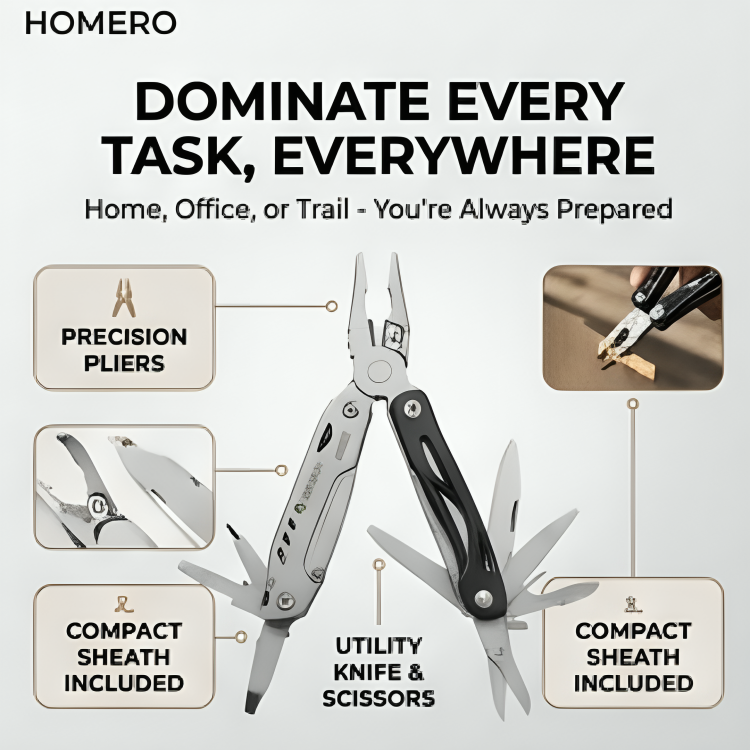 22 In 1 Stainless Steel Multi Tool with Detachable Scissors Survival Kit