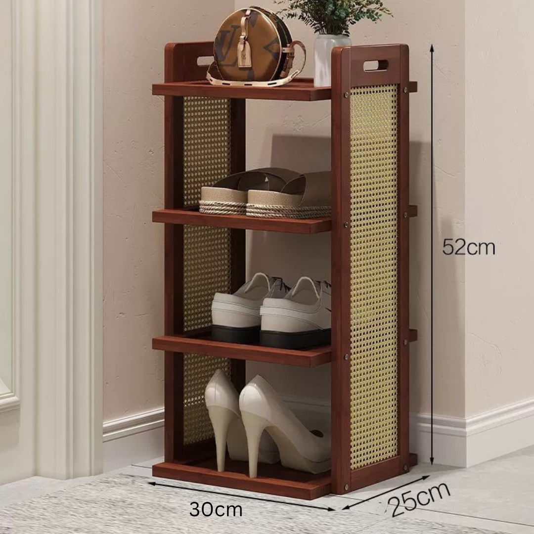HOMERO Elegant Rattan Bamboo Multi-Layer Space-Saving Shoe Rack