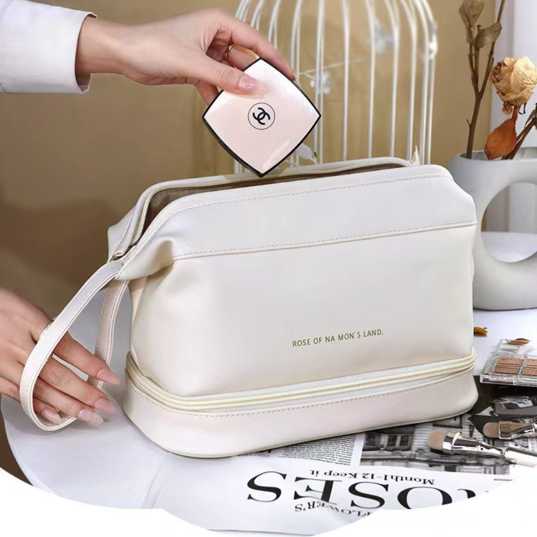 Homero Fashion Double Layer Cosmetic Storage Bag Portable Handheld Design