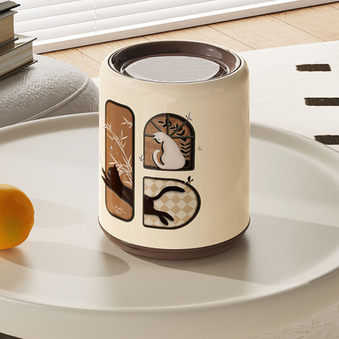 Antique-Style Flip-Top Desktop Trash Can with Rotating Lid