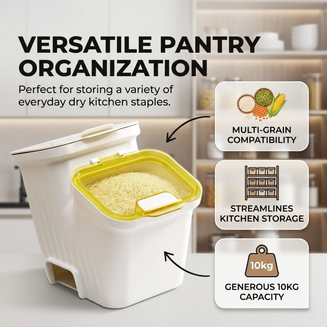 Double Lid Large Capacity Food Storage Container - 10kg Capacity