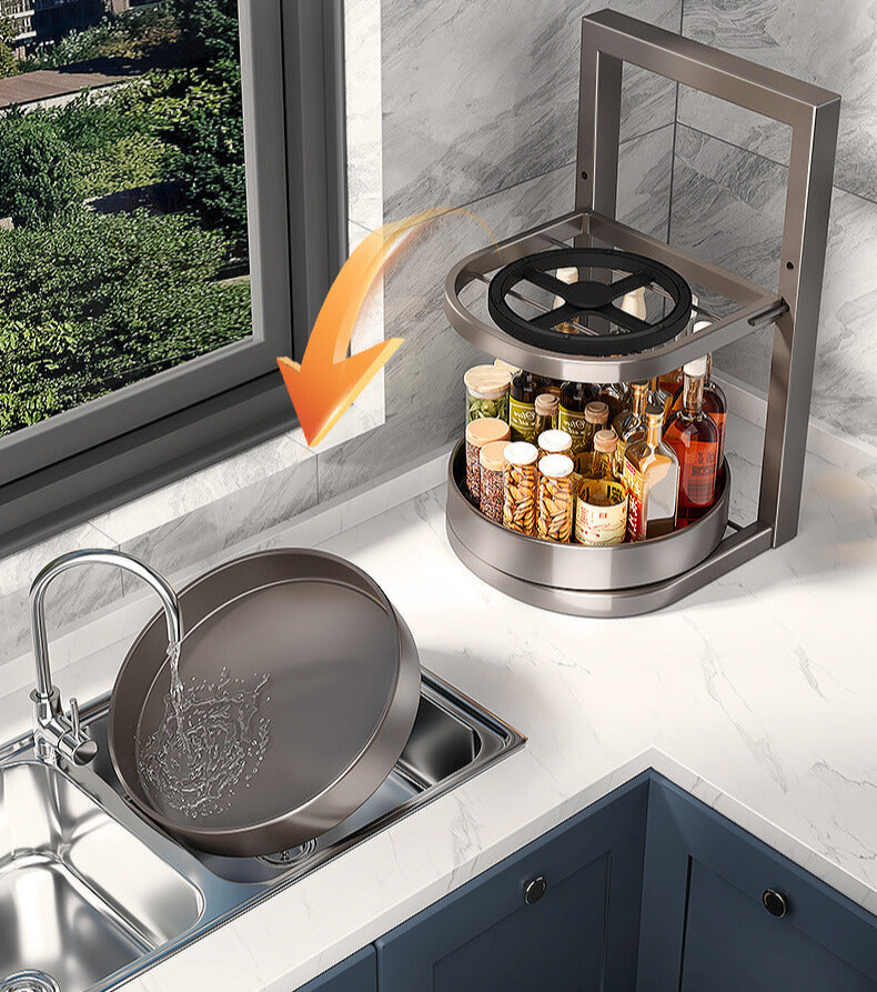 Multifunction Countertop Rotating Carbon Steel Multi-Layer Adjustable Kitchen Rack