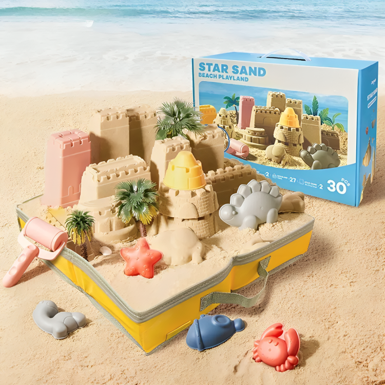 Creative Kinetic Sand Play Set with 18 Molds & Foldable Sandbox