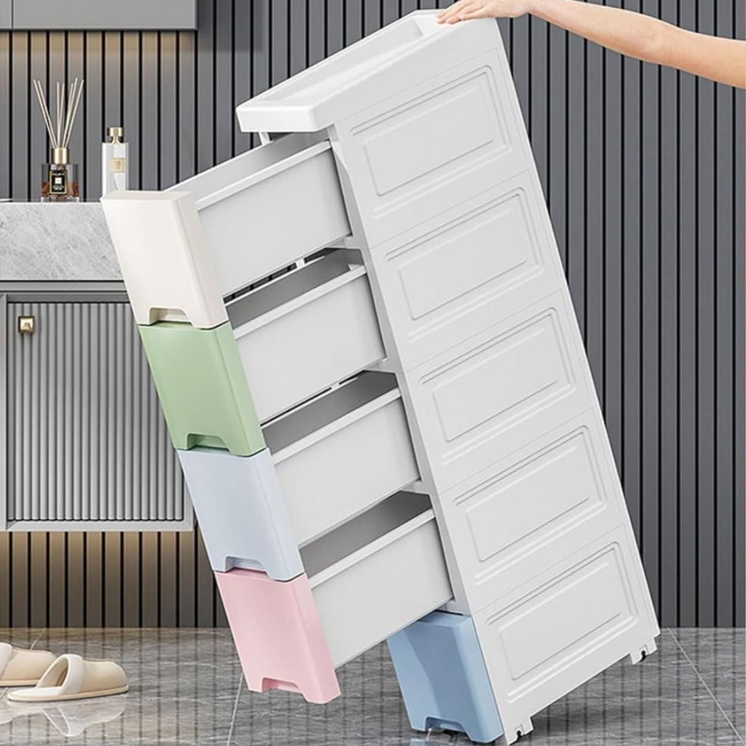 HOMERO Multi-Purpose Multicolor Slim Storage Cabinet with Wheels