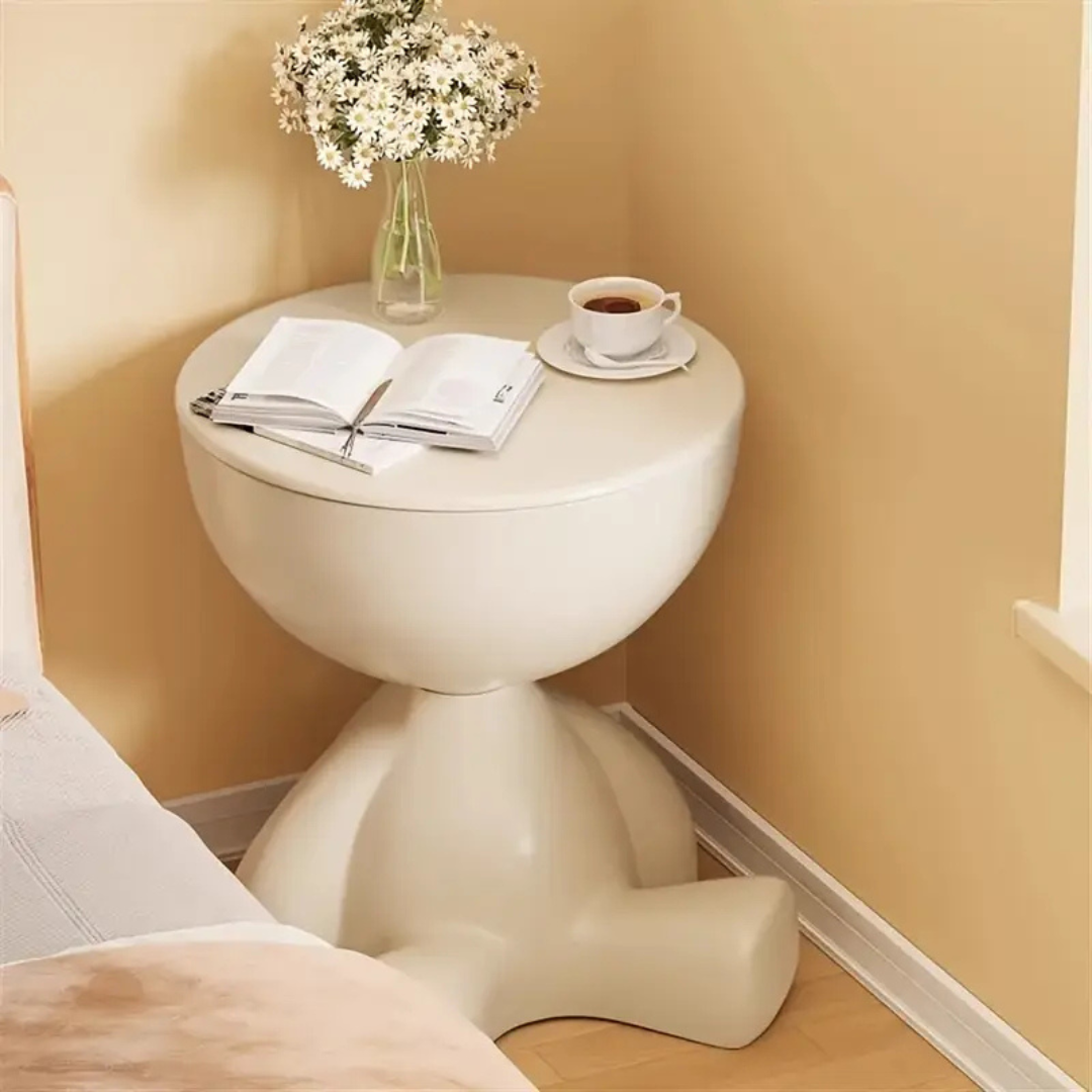 Homero Modern Round Side Table with Hidden Storage