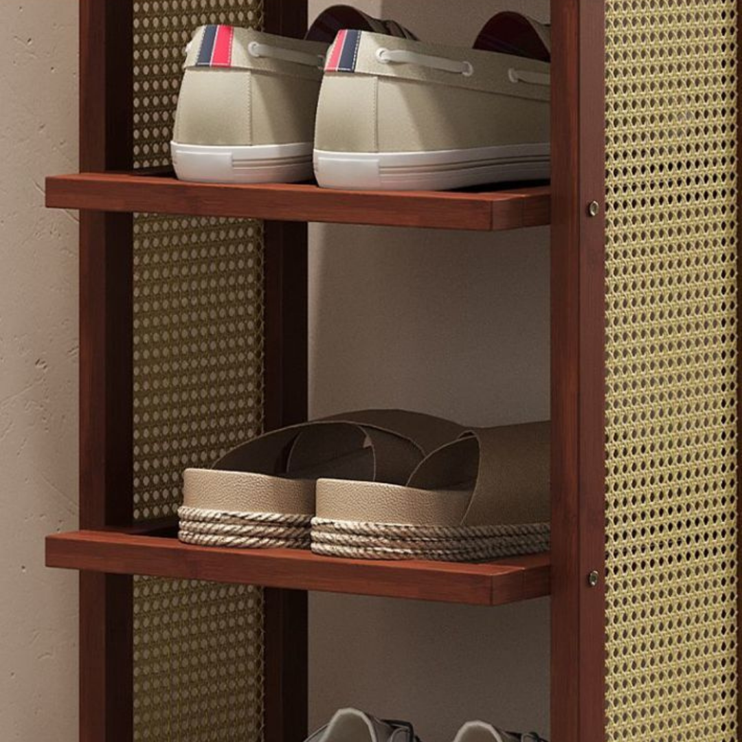 HOMERO Elegant Rattan Bamboo Multi-Layer Space-Saving Shoe Rack