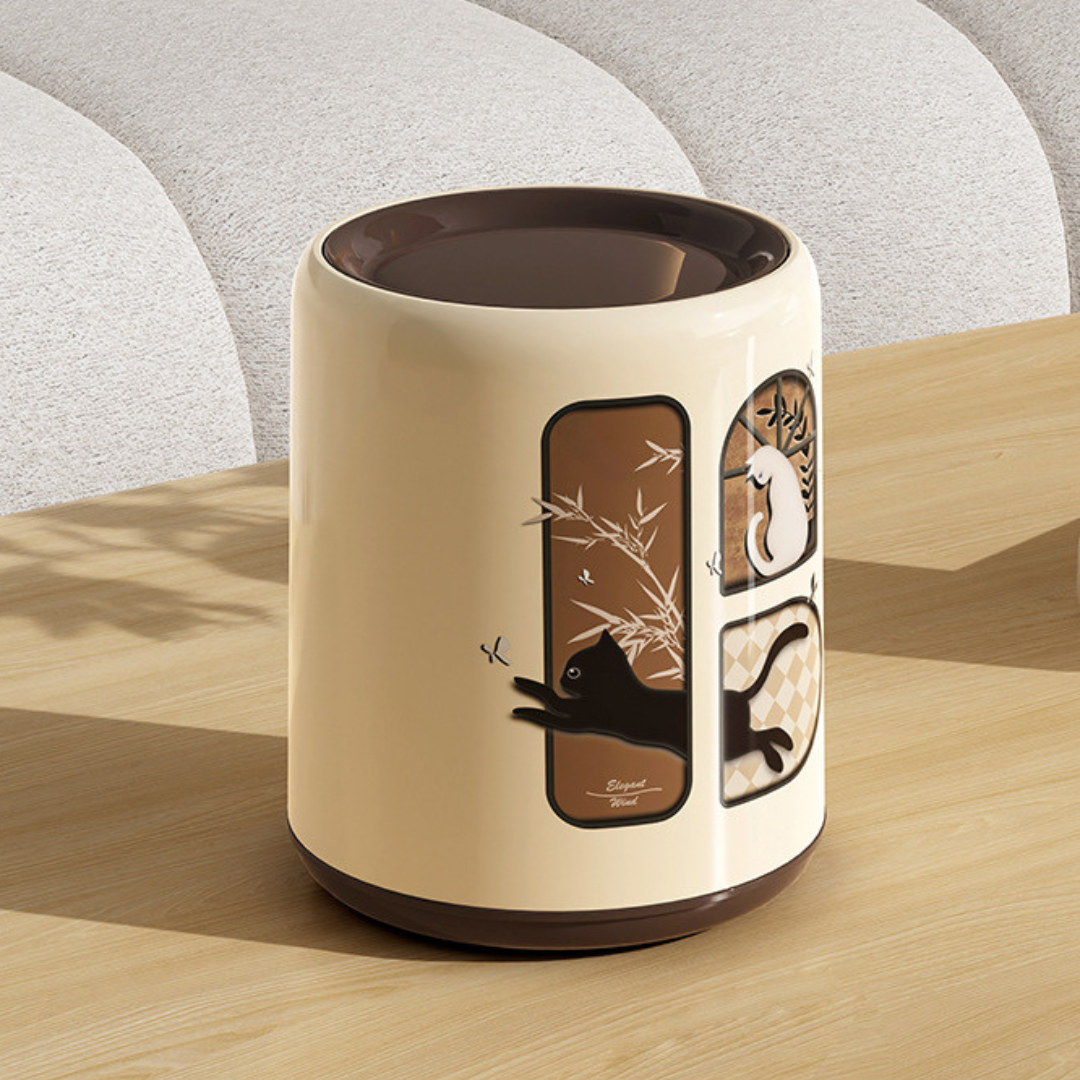 Antique-Style Flip-Top Desktop Trash Can with Rotating Lid