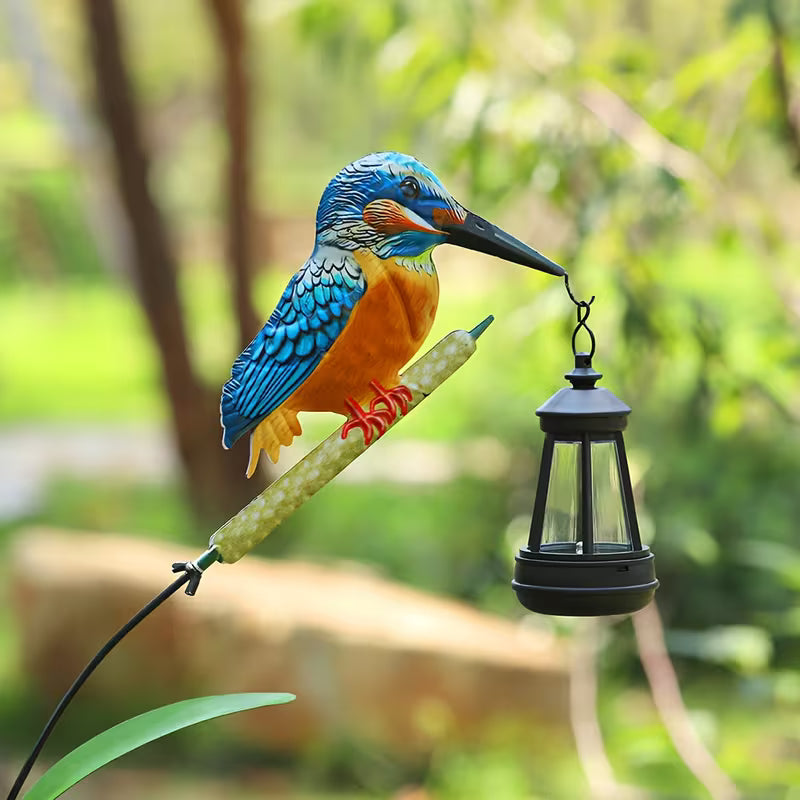 Decorative Outdoor Solar Kingfisher Garden Lantern