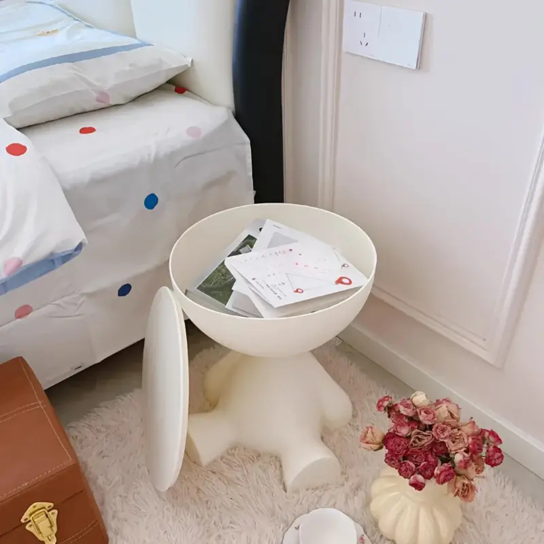Homero Modern Round Side Table with Hidden Storage