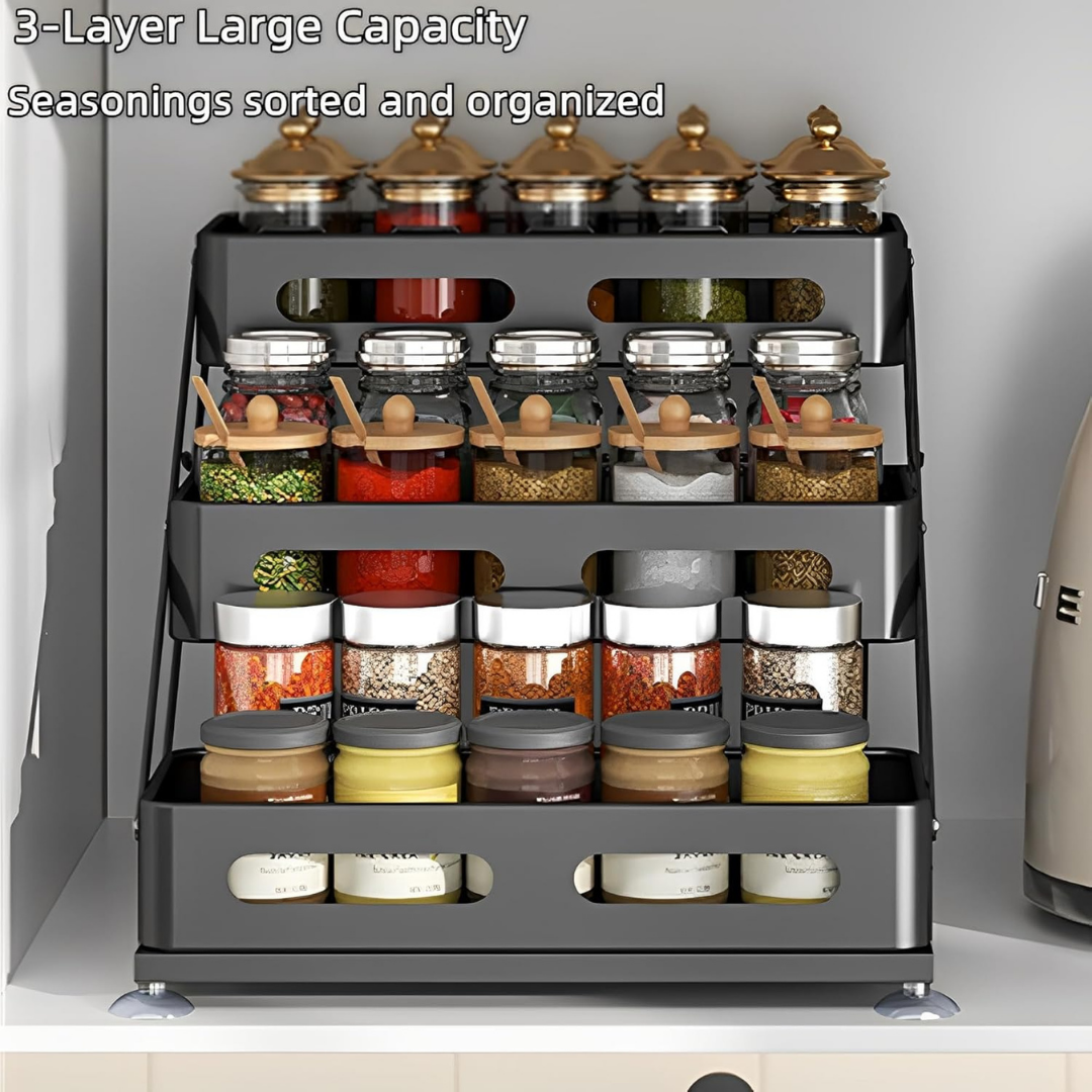 Homero 3-Tier Adjustable Foldable Spice Rack Organizer