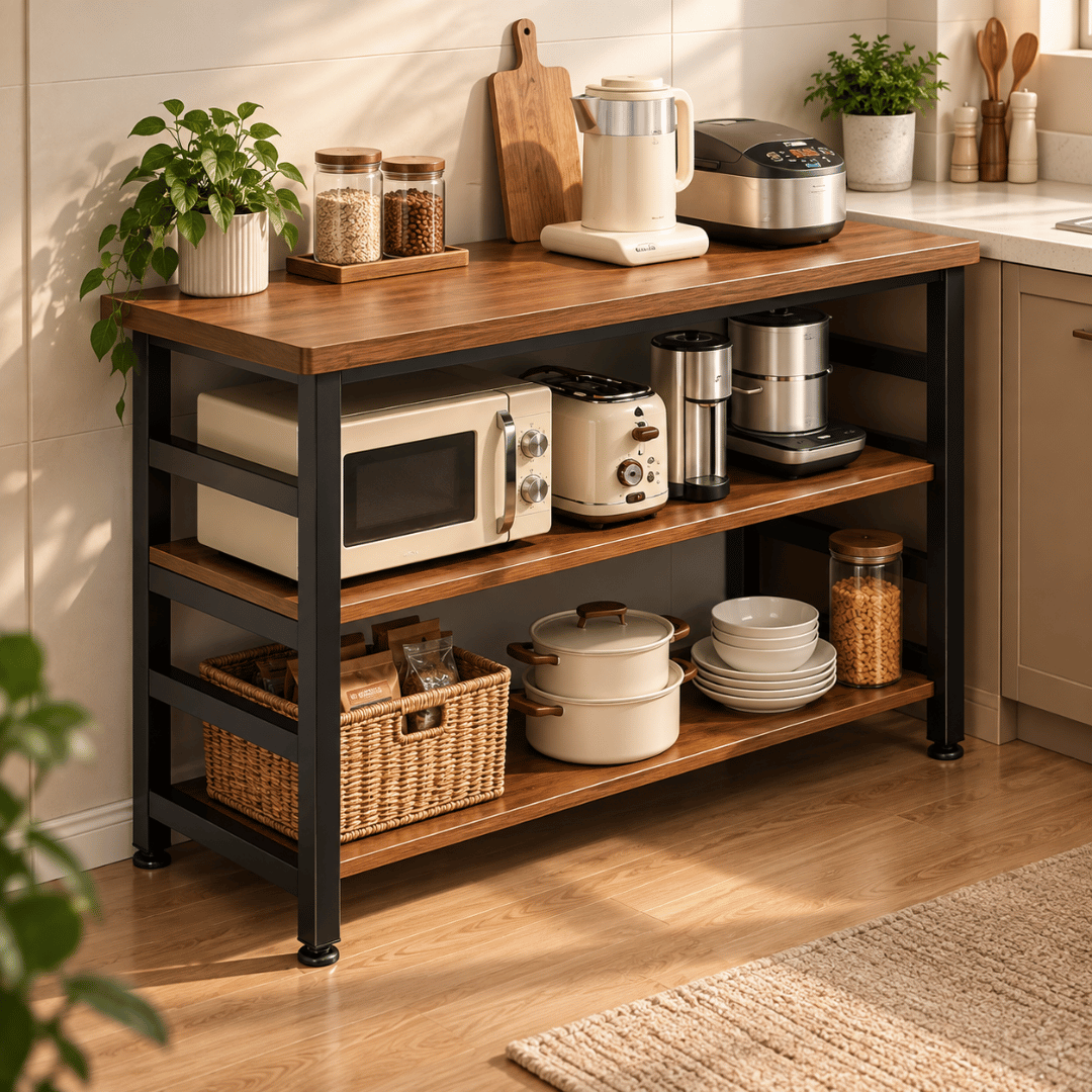 3 Tier Multi-Utility Wooden Kitchen Storage Organizer