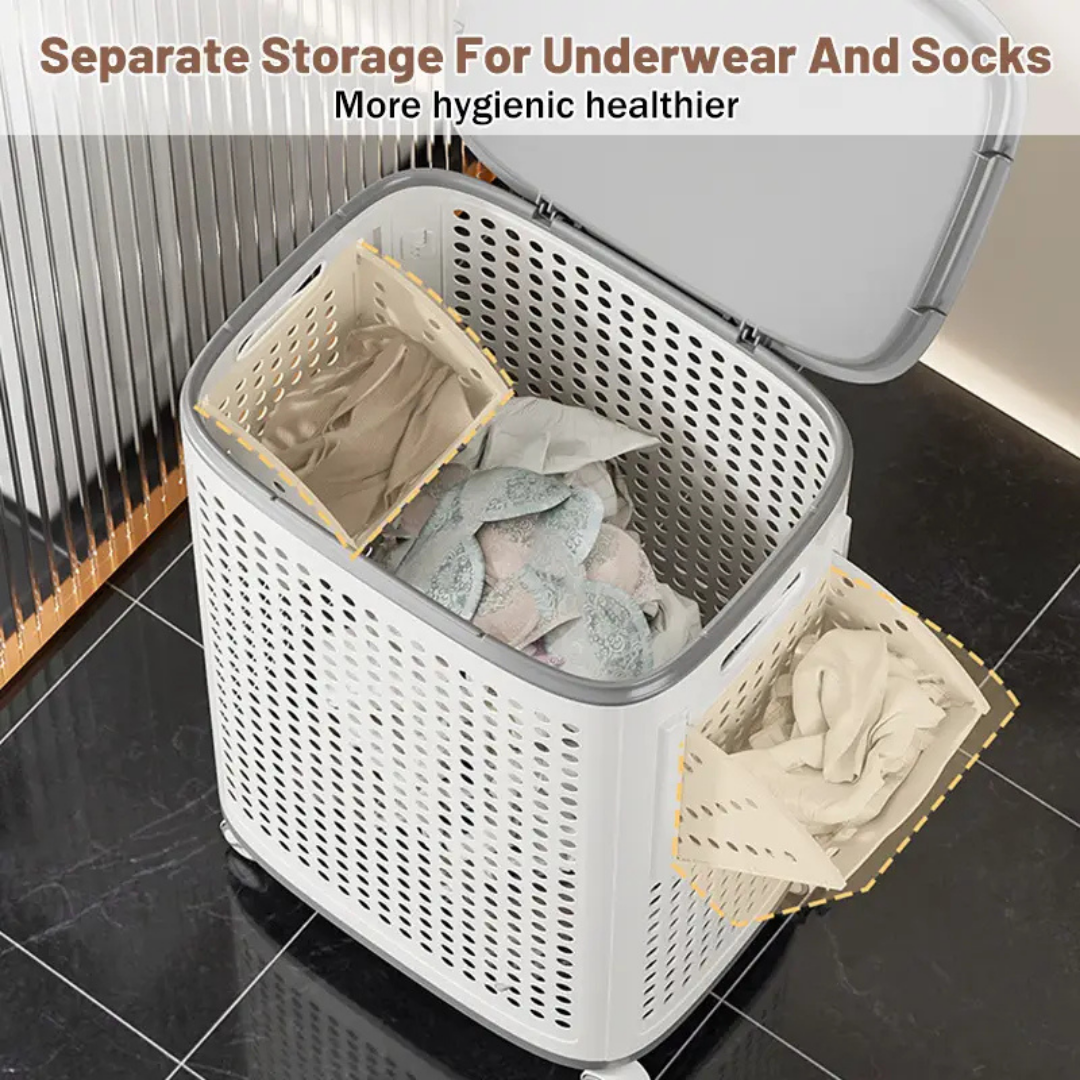 Homero Breathable Rolling Laundry Hamper Large Storage Basket